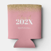 roze en goudglitter afstuderen van 22 blikjeskoeler (Achterkant)