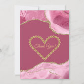 Roze en goudglitter Agate Birthday Bedankkaart (Achterkant)