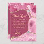 Roze en goudglitter Agate Birthday Bedankkaart (Voorkant / Achterkant)