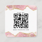 Roze en goudglitter Agate Wedding QR Code RSVP Informatiekaartje (Achterkant)