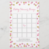 Roze en goudglitter Baby shower Bingo Game Flyer (Voorkant)