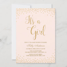 Roze en goudglitter Baby Shower Invitations