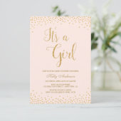 Roze en goudglitter Baby Shower Invitations Kaart (Staand voorkant)