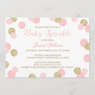 Roze en goudglitter Baby Sprinkle Invitaties Kaart