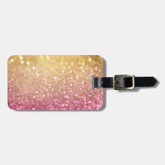 roze en goudglitter bagagelabel (Voorkant horizontaal)