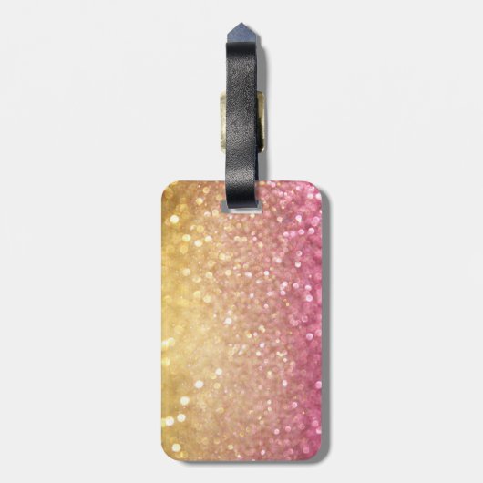 roze en goudglitter bagagelabel (Achterkant verticaal)