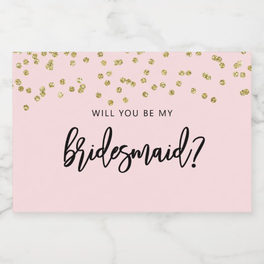 Roze en goudglitter Bridesmaid Candle Sticker (Enkel label)