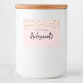 Roze en goudglitter Bridesmaid Candle Sticker (Voorkant)