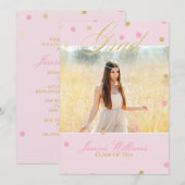 Roze en goudglitter Confetti Afstuderen Kaart (Voorkant / Achterkant)