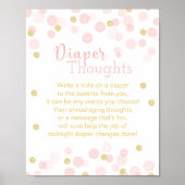 Roze en goudglitter Confetti "Dappere gedachten" Poster (Voorkant)