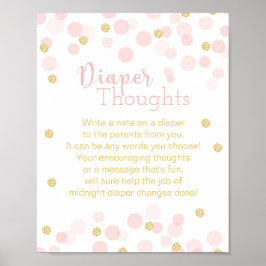 Roze en goudglitter Confetti "Dappere gedachten" Poster