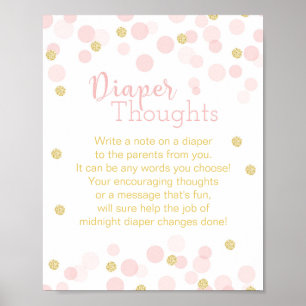 Roze en goudglitter Confetti "Dappere gedachten" Poster