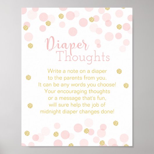 Roze en goudglitter Confetti "Dappere gedachten" Poster (Voorkant)