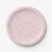 Roze en goudglitter Confetti Papieren Borden Papieren Bordje (Voorkant)