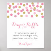 Roze en goudglitter diaper Raffle Display Sign Poster (Voorkant)