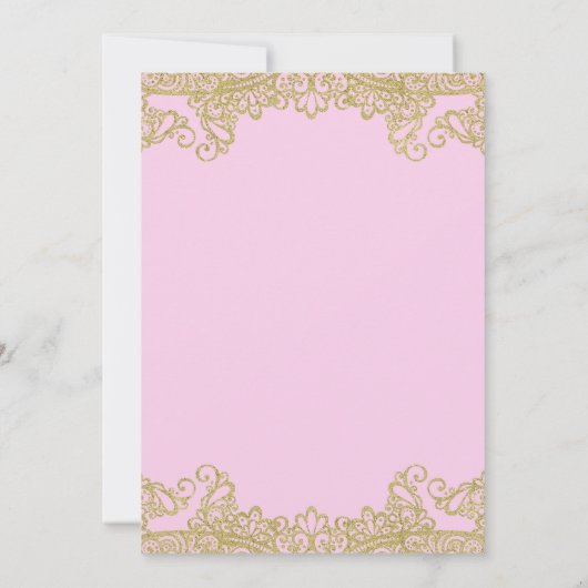 Roze en goudglitter Elegant Quinceañera Kaart (Achterkant)