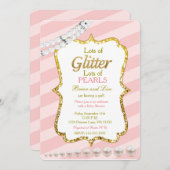 Roze en goudglitter en parels Baby shower nodigt u Kaart (Voorkant / Achterkant)