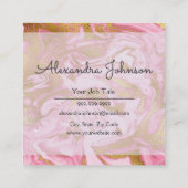 Roze en goudglitter en Sparkle Marble Vierkante Visitekaartje (Achterkant)
