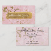 Roze en goudglitter en Sparkle Marble Visitekaartje (Voorkant / Achterkant)