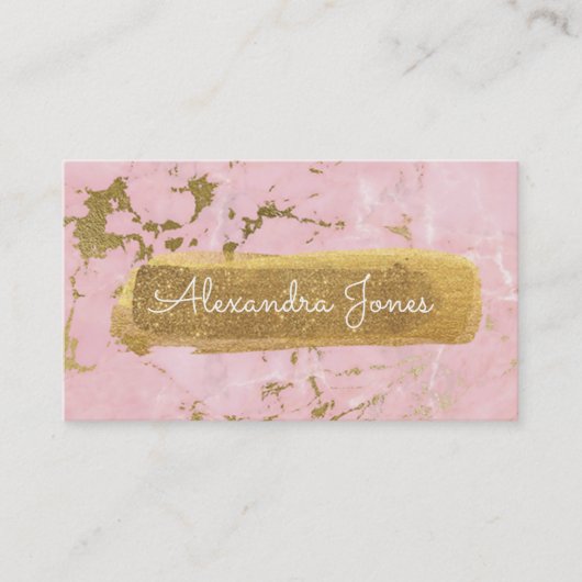 Roze en goudglitter en Sparkle Marble Visitekaartje (Voorkant)