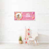 Roze en goudglitter Fab 60e verjaardag Spandoek (Insitu)