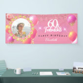 Roze en goudglitter Fab 60e verjaardag Spandoek (Beurs)