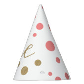 Roze en goudglitter First Birthday Petten Feesthoedjes (Rechts)