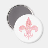 Roze en goudglitter Fleur de Lis Magnet (Voorkant / Achterkant)