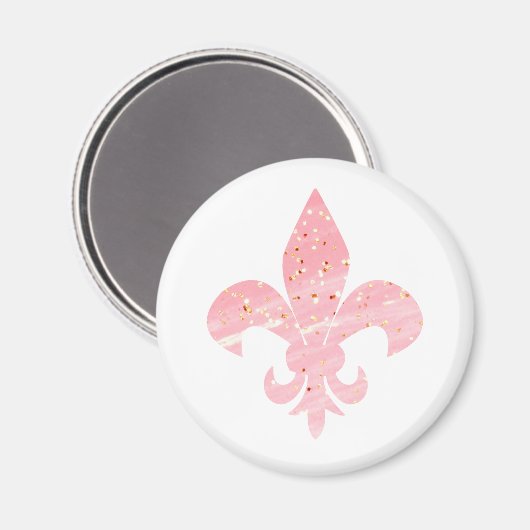 Roze en goudglitter Fleur de Lis Magnet (Voorkant / Achterkant)