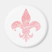 Roze en goudglitter Fleur de Lis Magnet (Voorkant)