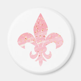 Roze en goudglitter Fleur de Lis Magnet