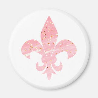 Roze en goudglitter Fleur de Lis Magnet