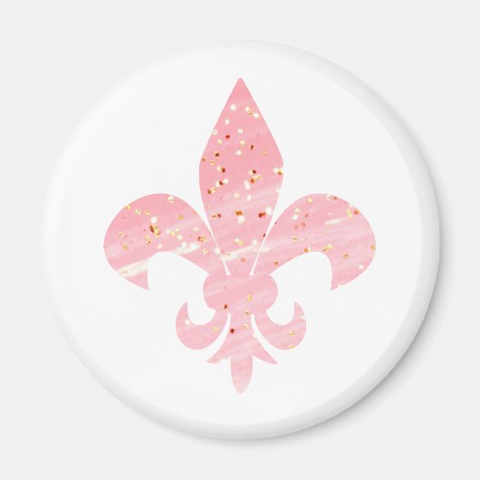 Roze en goudglitter Fleur de Lis Magnet (Voorkant)