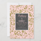 Roze en goudglitter Girly Glam Modern Baby shower Kaart (Voorkant)