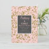 Roze en goudglitter Girly Glam Modern Baby shower Kaart (Staand voorkant)