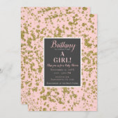 Roze en goudglitter Girly Glam Modern Baby shower Kaart (Voorkant / Achterkant)