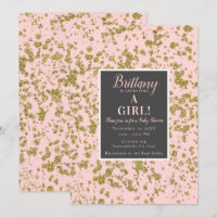 Roze en goudglitter Girly Glam Modern Baby shower