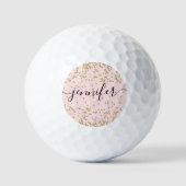 Roze en goudglitter golfballen (Voorkant)