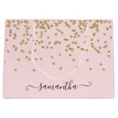 Roze en goudglitter groot cadeauzakje (Voorkant)