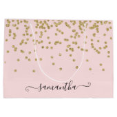 Roze en goudglitter groot cadeauzakje (Achterkant)