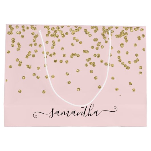 Roze en goudglitter groot cadeauzakje (Achterkant)