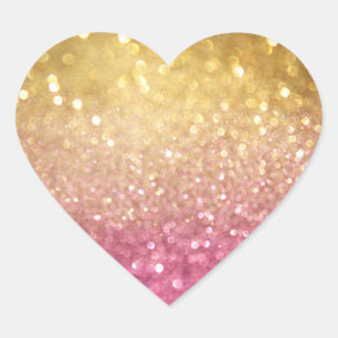 roze en goudglitter hart sticker