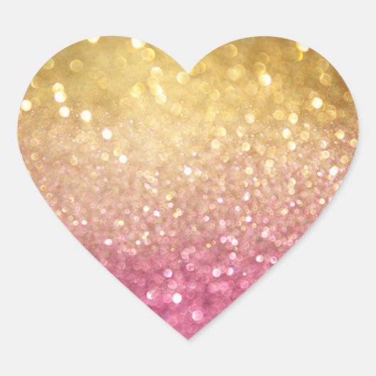 roze en goudglitter hart sticker (Voorkant)