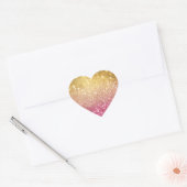 roze en goudglitter hart sticker (Envelop)