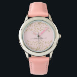 Roze en goudglitter horloge<br><div class="desc">Deze schattige horloge is ontworpen om te coördineren met ons Roze en Gold Glitter bruiloft collectie en heeft een gouden glittergrens op een roze achtergrond. Klik hierboven op de knop "AANPASSEN" voor een geavanceerdere aanpassing van dit ontwerp. Houd er rekening mee dat glitter het afgedrukte effect is en geen fysieke...</div>