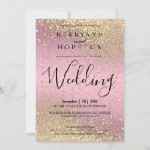 Roze en goudglitter kaart (Voorkant)