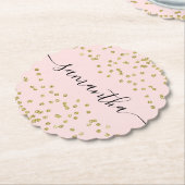 Roze en goudglitter kartonnen onderzetters (Gekanteld)