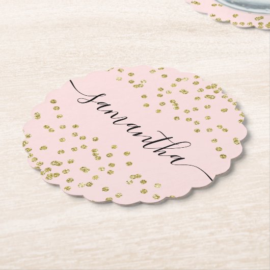 Roze en goudglitter kartonnen onderzetters (Gekanteld)