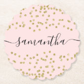 Roze en goudglitter kartonnen onderzetters (Voorkant)