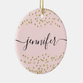 Roze en goudglitter keramisch ornament (Rechts)